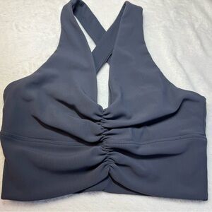 TLF Grey Tempo ribbed Criss Cross Sports Bra